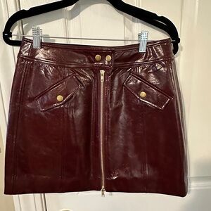 Elegant Burgundy Faux Leather Skirt NWT